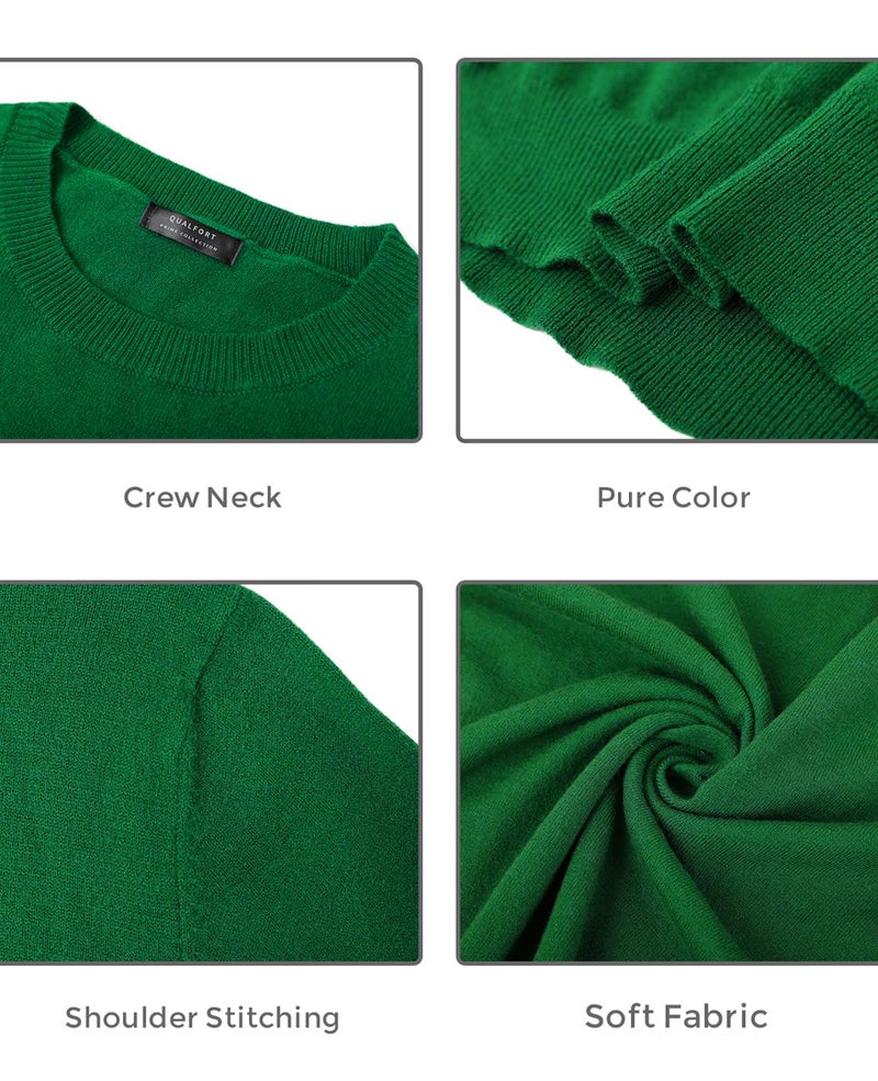 QUALFORT Women's Sweaters Green Crewneck Soft Knitted Pullover Green X-Large - Image 4